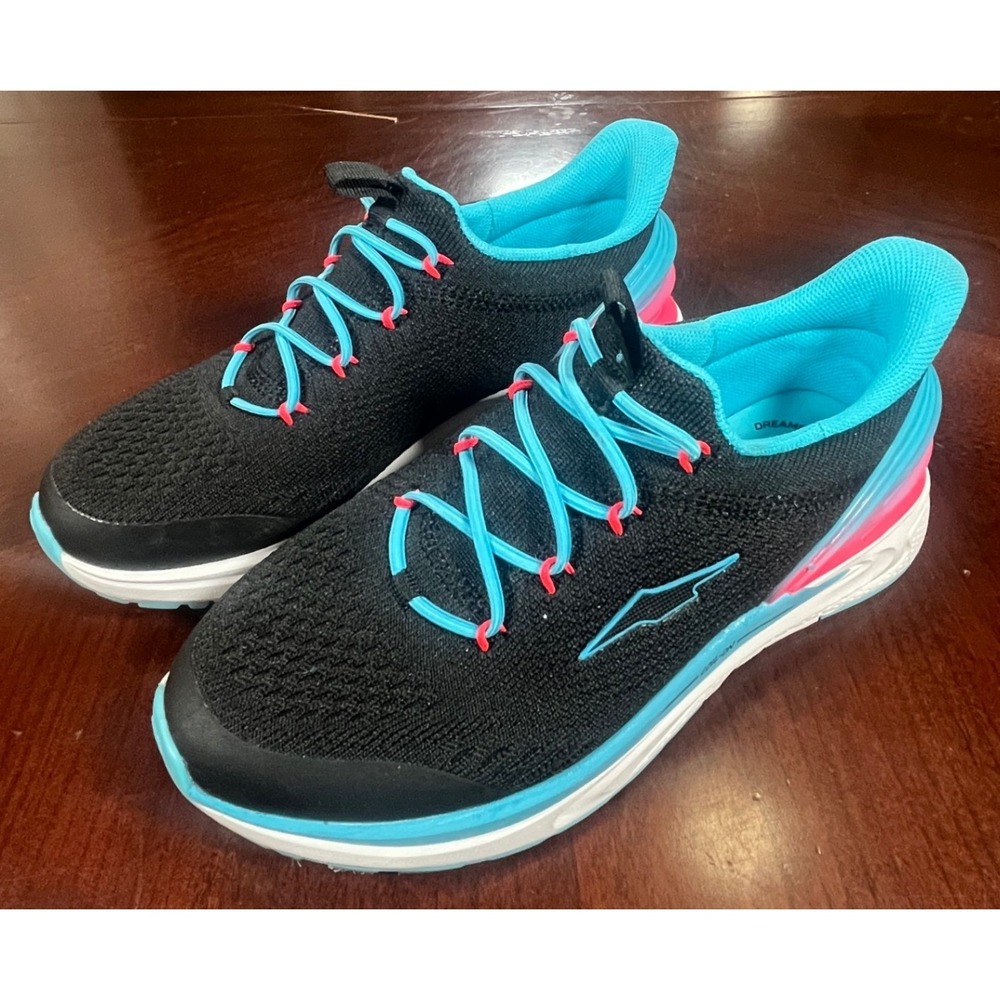 Avia Womens Running Shoes Black Neon Pink Blue Knit Sneakers Size 4 Nearly New
